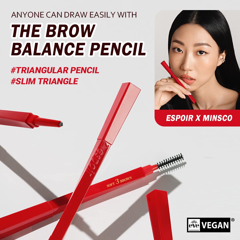 Espoir The Brow Balance Pencil #6 Light Taupe | Triangular Eyebrow Pencil for Precise, Clump-Free Definition