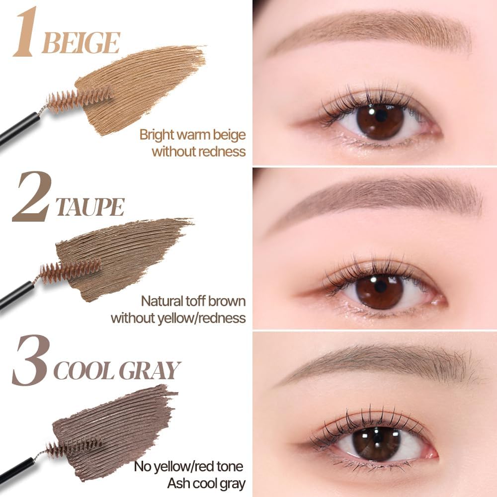 Espoir The Brow Color Fixing Cara Taupe #2 – Non-Clumping, Smudge-Proof Eyebrow Mascara