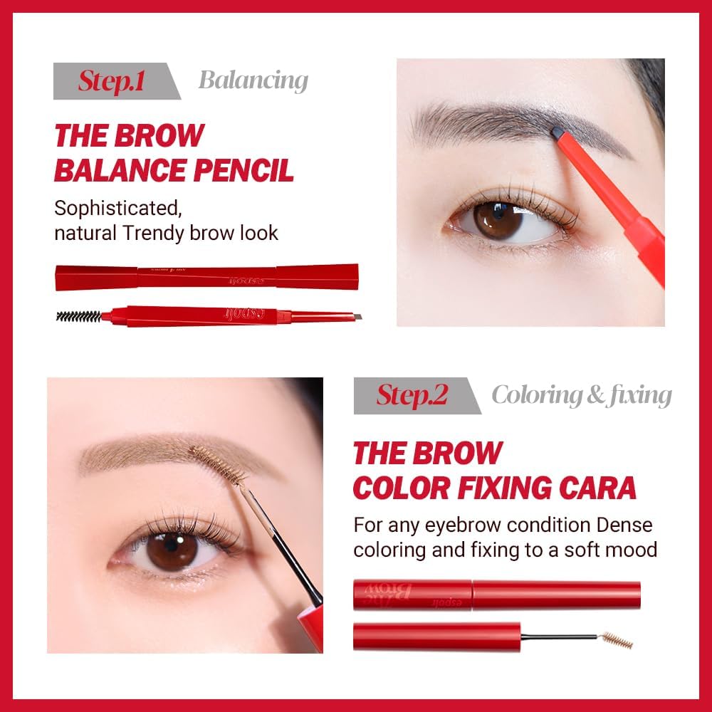 Espoir The Brow Color Fixing Cara Taupe #2 – Non-Clumping, Smudge-Proof Eyebrow Mascara