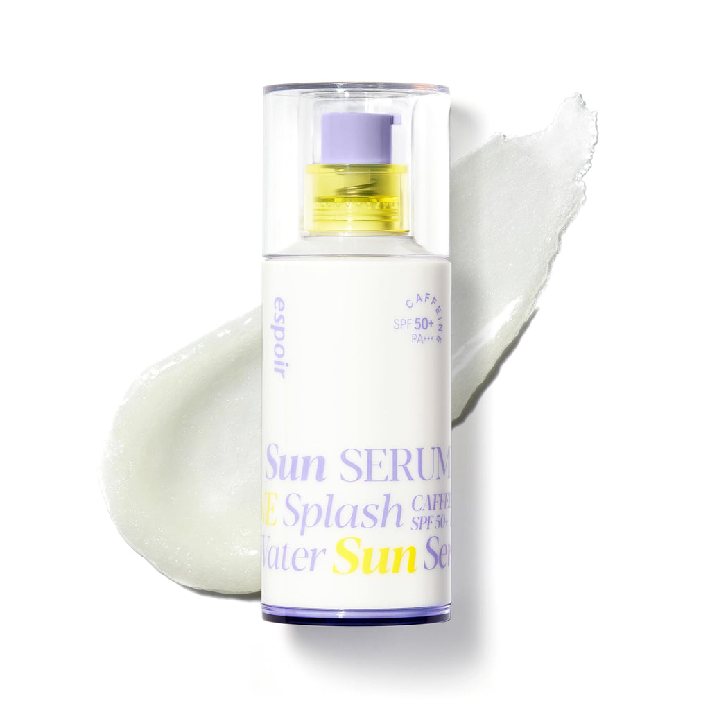 Espoir Water Splash Sun Serum SPF50+ PA+++ | 3,000ppm Caffeine for Puffiness & Elasticity, Lightweight Hydrating Sunscreen (1.69 fl oz) – Vegan