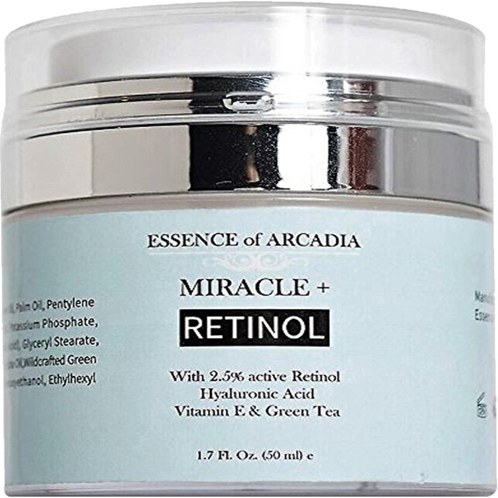 Essence Of Arcadia Retinol Moisturizer Cream 2.5% for Face & Eye Area – Hyaluronic Acid, Vitamin E, Green Tea | 1.7 fl oz