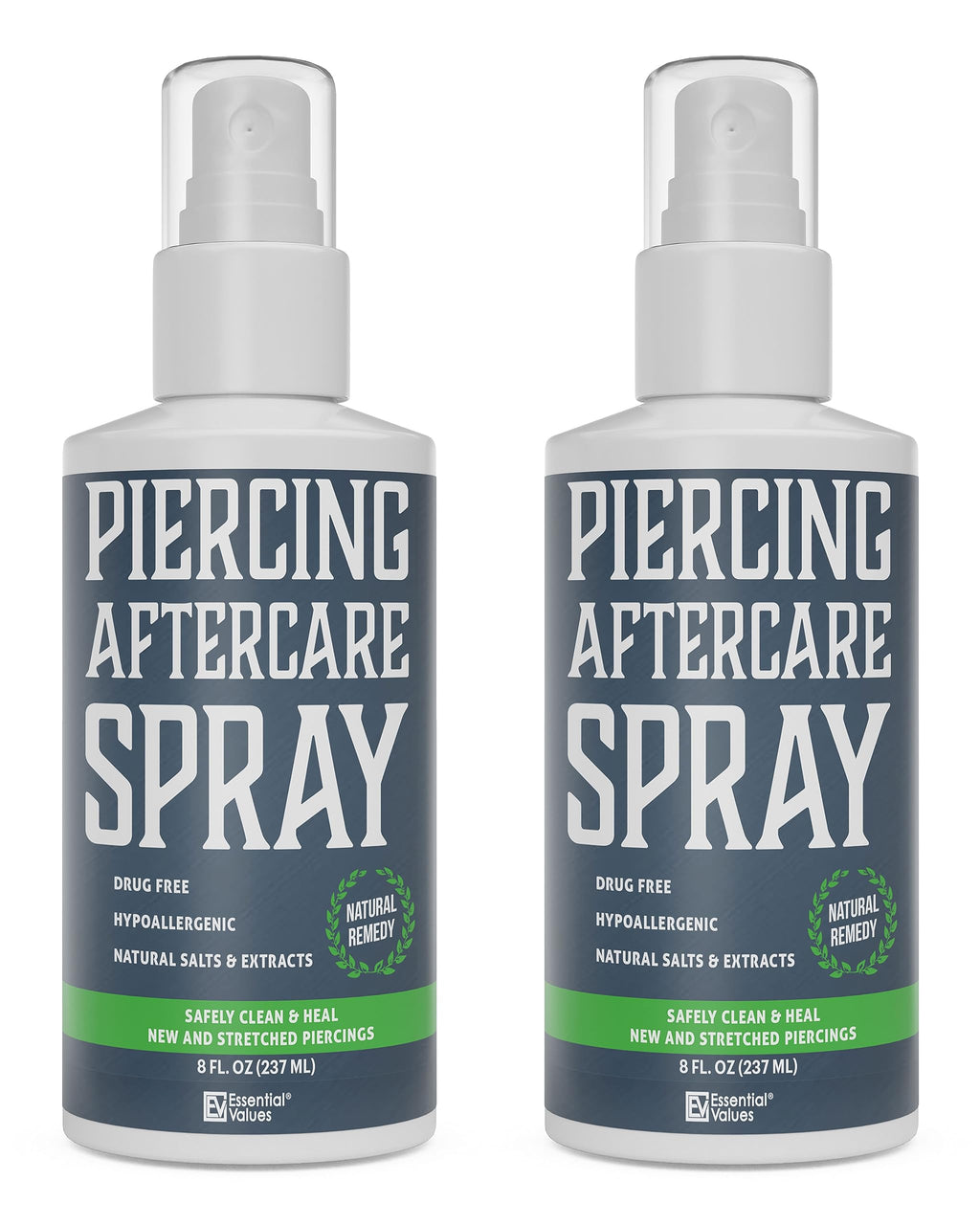 Essential Values 2-Pack Piercing Aftercare Spray – Gentle on Contact, Made in USA (8 oz per bottle)