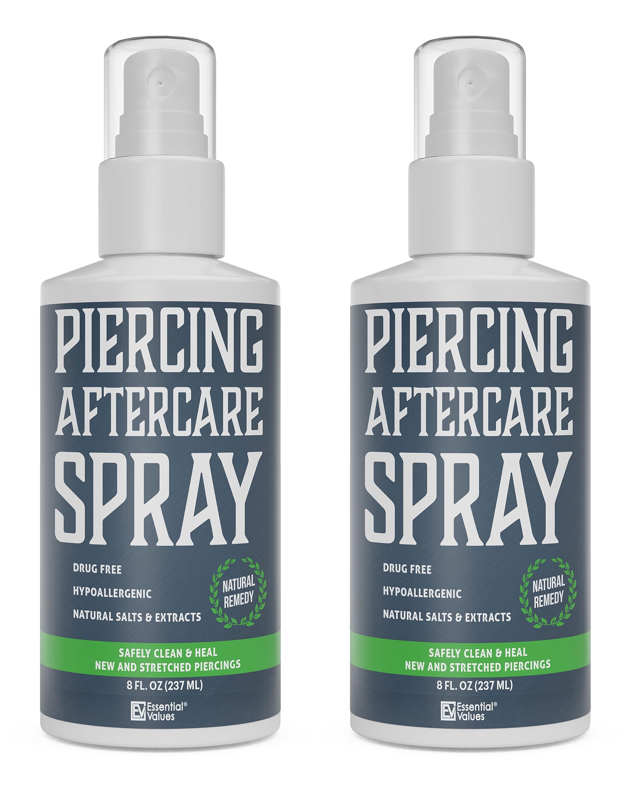 Essential Values 2-Pack Piercing Aftercare Spray – Gentle on Contact, Made in USA (8 oz per bottle)