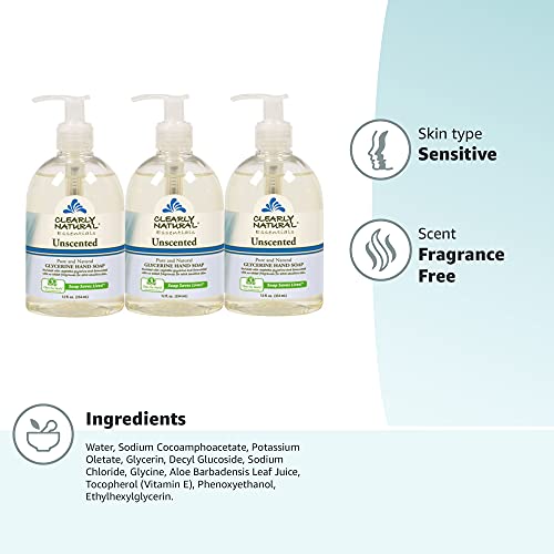 Essentials Glycerin Liquid Hand Soap, Unscented, 3-Pack (12 oz each) | Gentle, Moisturizing Cleanser