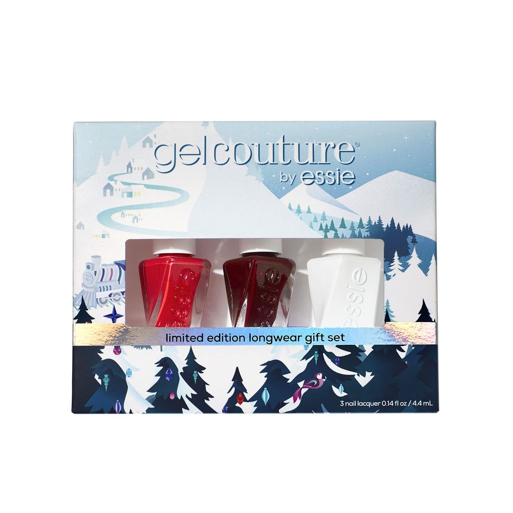 essie Gel Couture Holiday Longwear Nail Polish Set – The Express: Reds That Shine (3-Piece, 8-Free, Vegan)