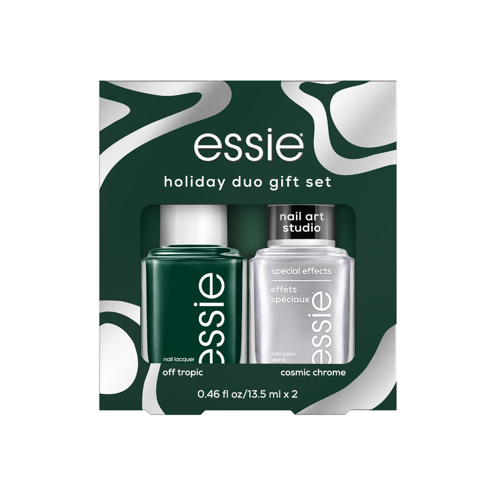 essie vegan holiday 2-piece nail polish gift set | original color + chrome effects