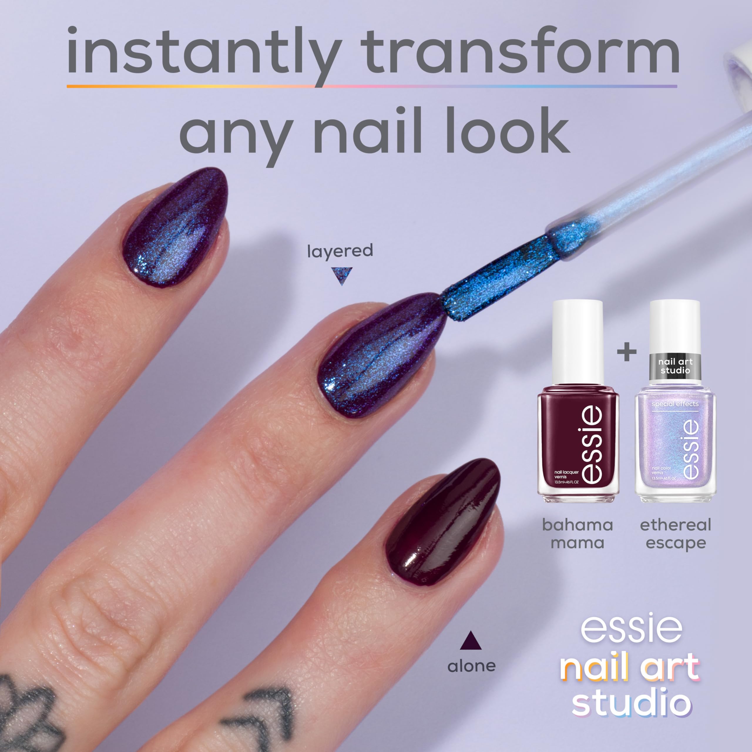 essie Nail Art Studio Special Effects Polish – Frosted Fantasy Blue Pearl, Vegan 0.46 Fl Oz