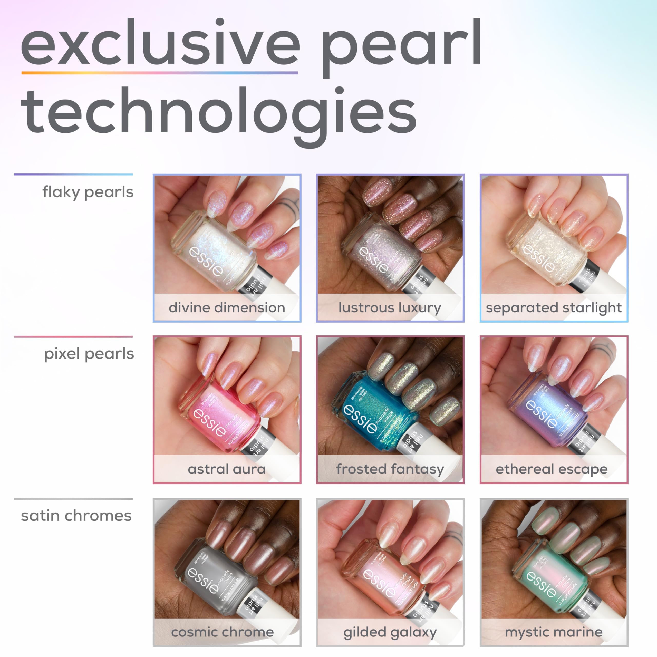 essie Nail Art Studio Special Effects Polish – Frosted Fantasy Blue Pearl, Vegan 0.46 Fl Oz