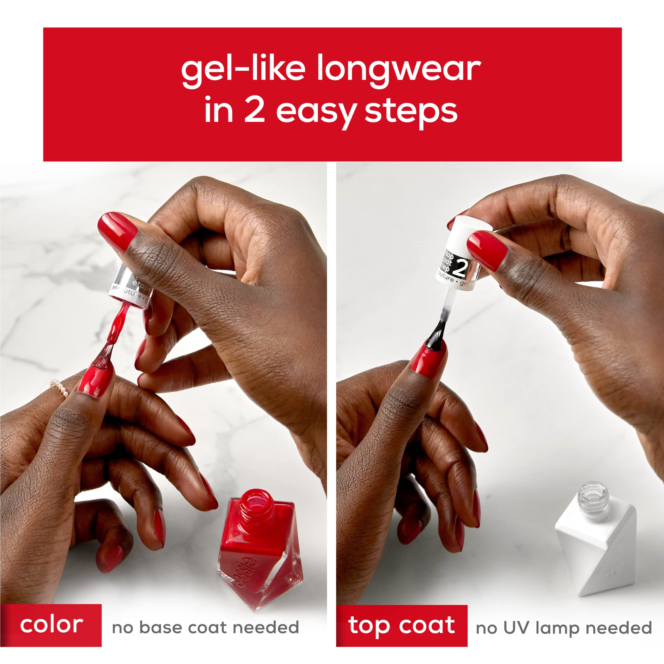 Essie Gel Couture Longwear Nail Polish + Top Coat Kit – Scarlet Red, 0.46 oz Each