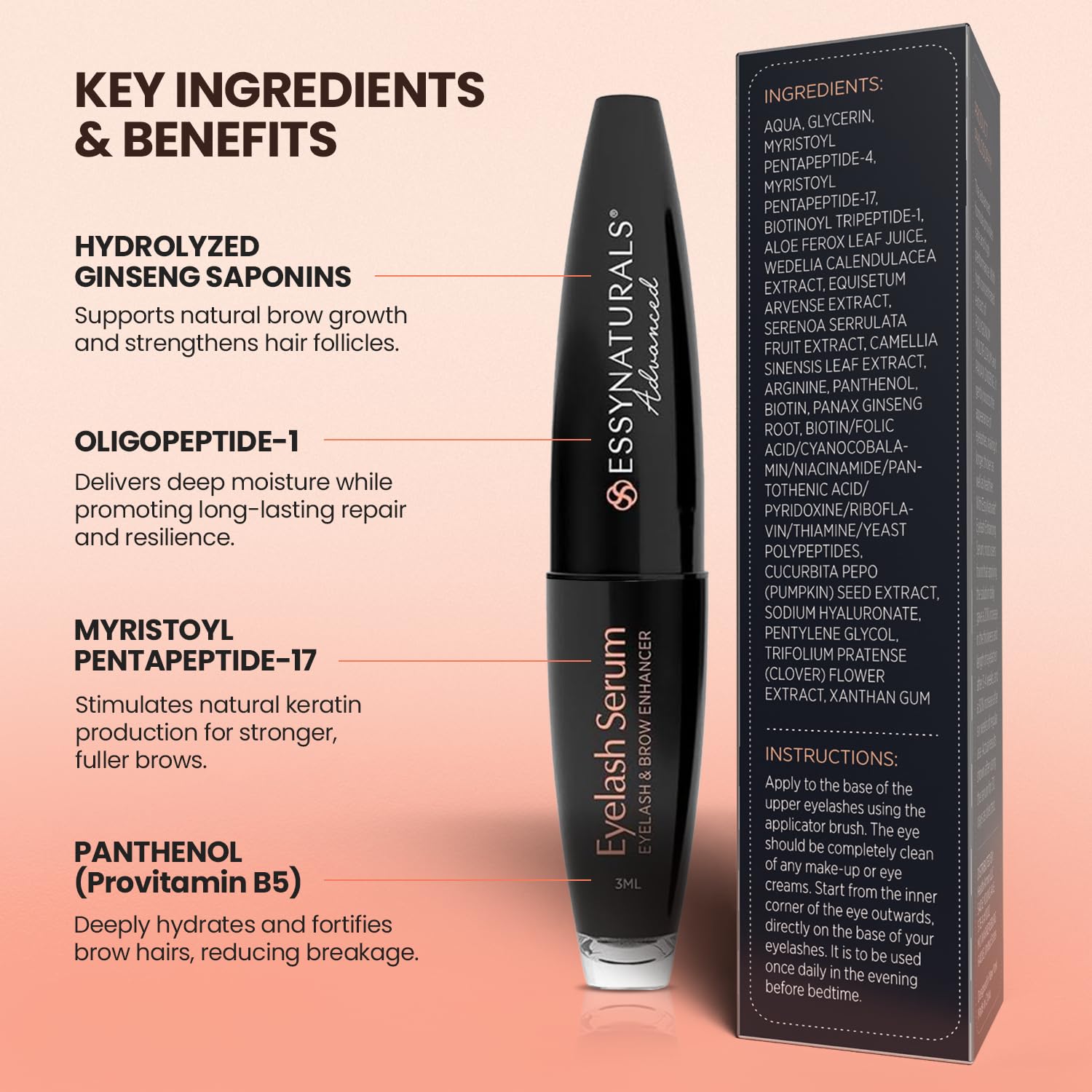 EssyNaturals Advanced Eyelash Growth Serum | Premium Lash Growth & Gentle Care