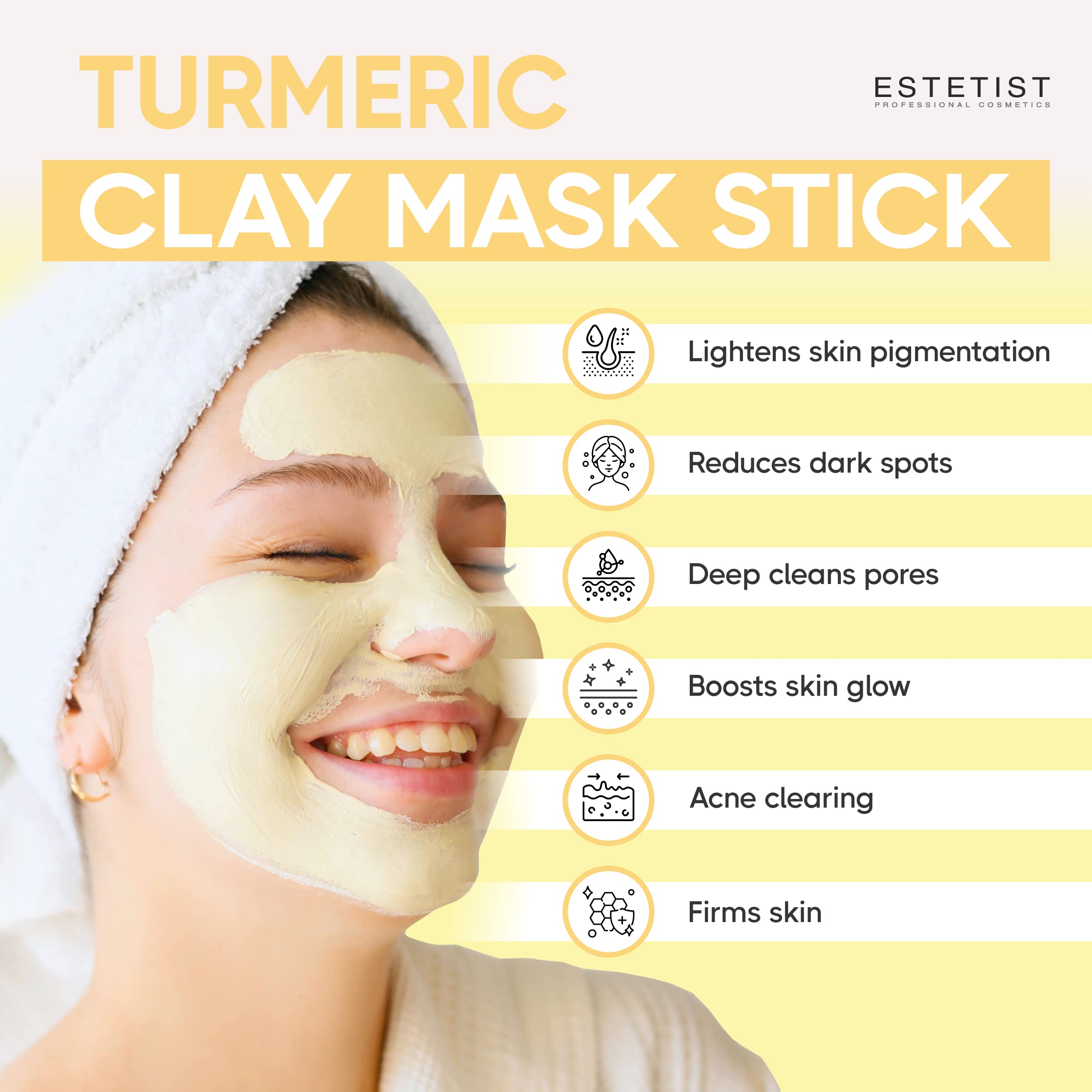 ESTETIST Turmeric Vitamin C Clay Mask Stick – Deep Cleanse, Oil Control, 3-Pack Gift Set