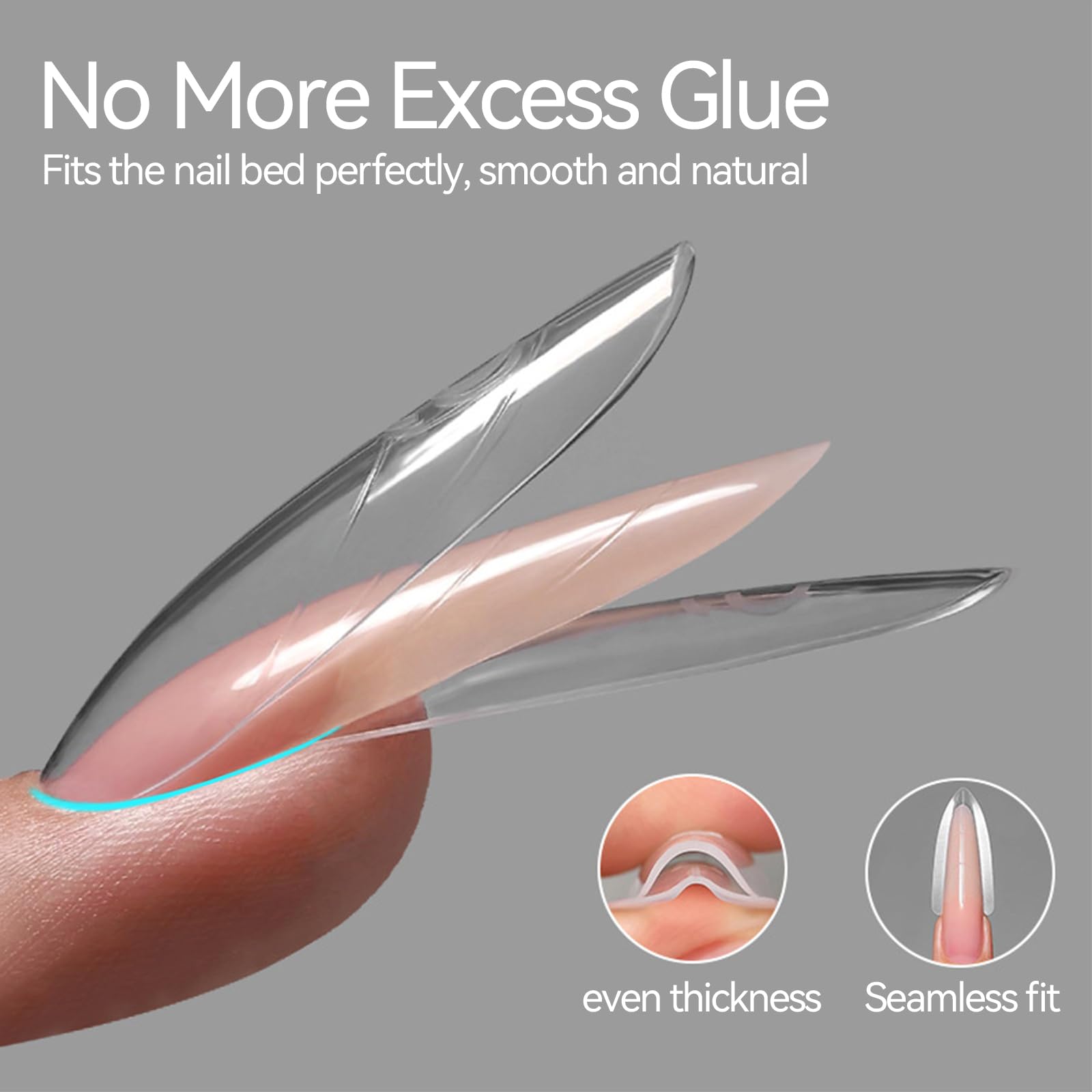 ESUOHYM 240 Pcs Sandwich Dual Nail Forms — Reusable Builder Gel Extensions, 15 Sizes, Almond Shape Guide Lines