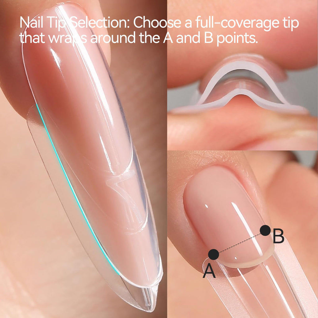 ESUOHYM 240 Pcs Sandwich Dual Nail Forms — Reusable Builder Gel Extensions, 15 Sizes, Almond Shape Guide Lines