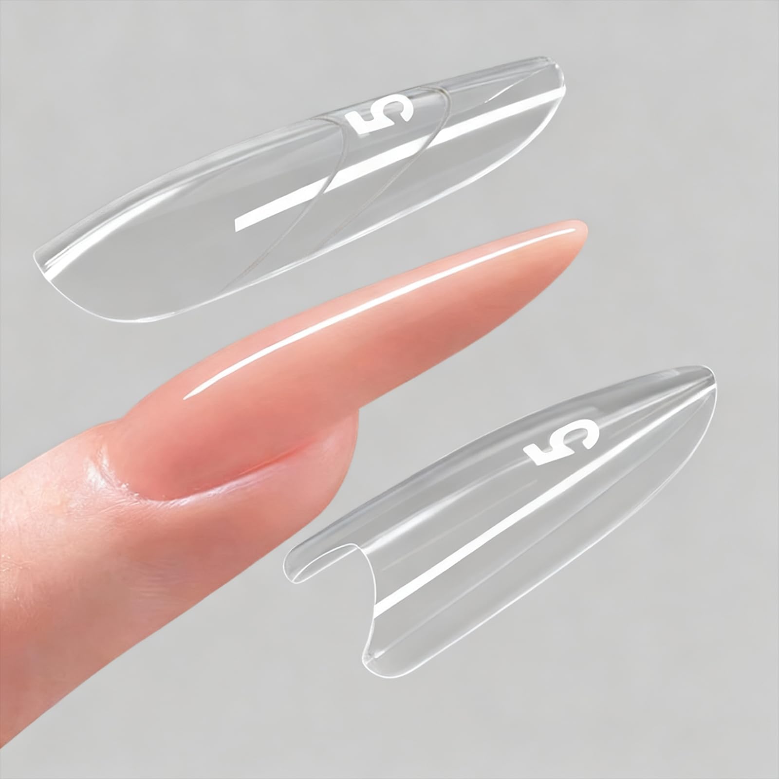 ESUOHYM 240 Pcs Sandwich Dual Nail Forms — Reusable Builder Gel Extensions, 15 Sizes, Almond Shape Guide Lines