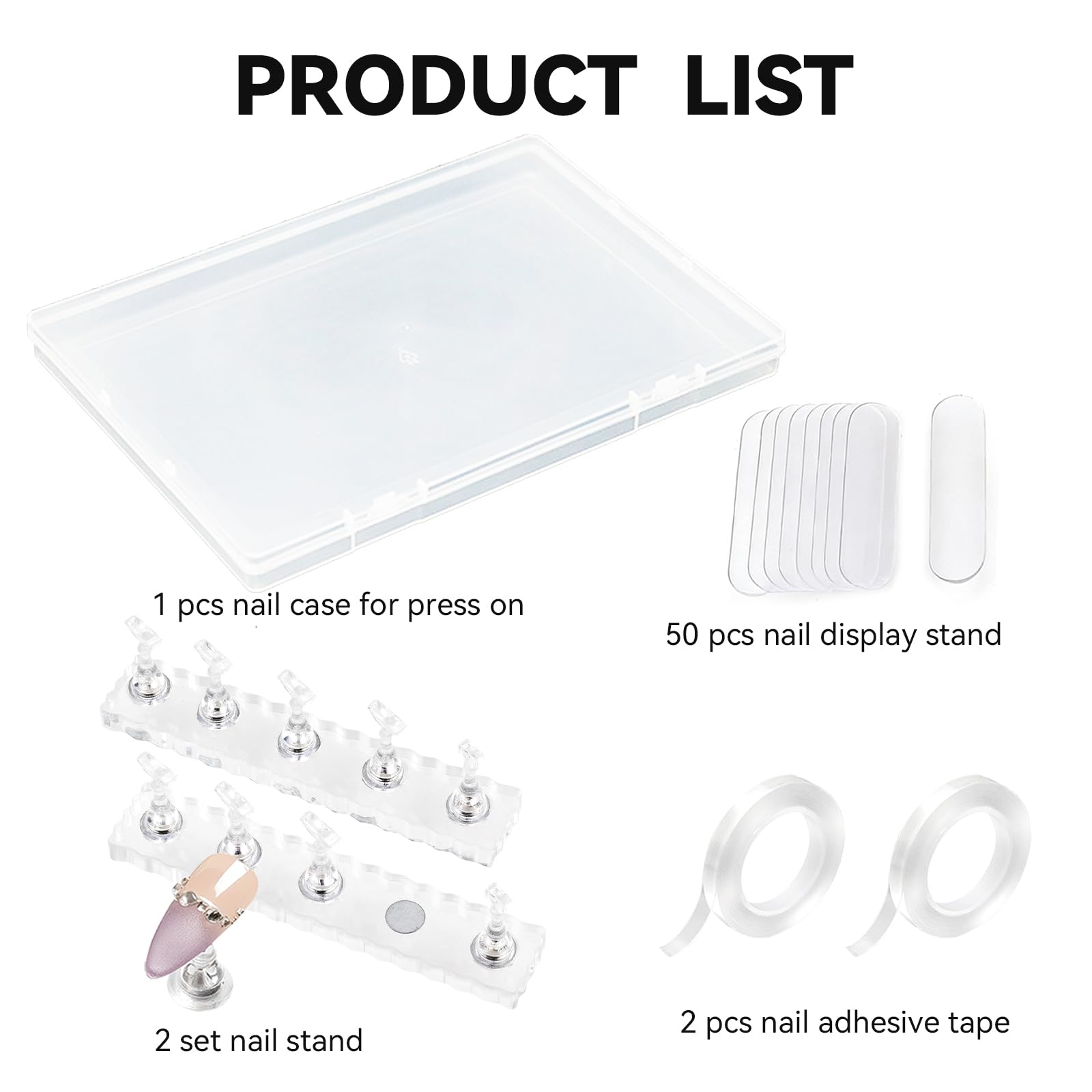 ESUOHYM Nails Storage Box with Stand – Clear Display & Organization for Press-On Nails