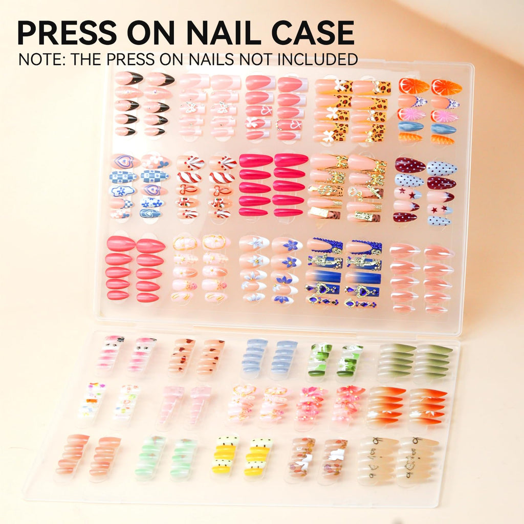 ESUOHYM Nails Storage Box with Stand – Clear Display & Organization for Press-On Nails