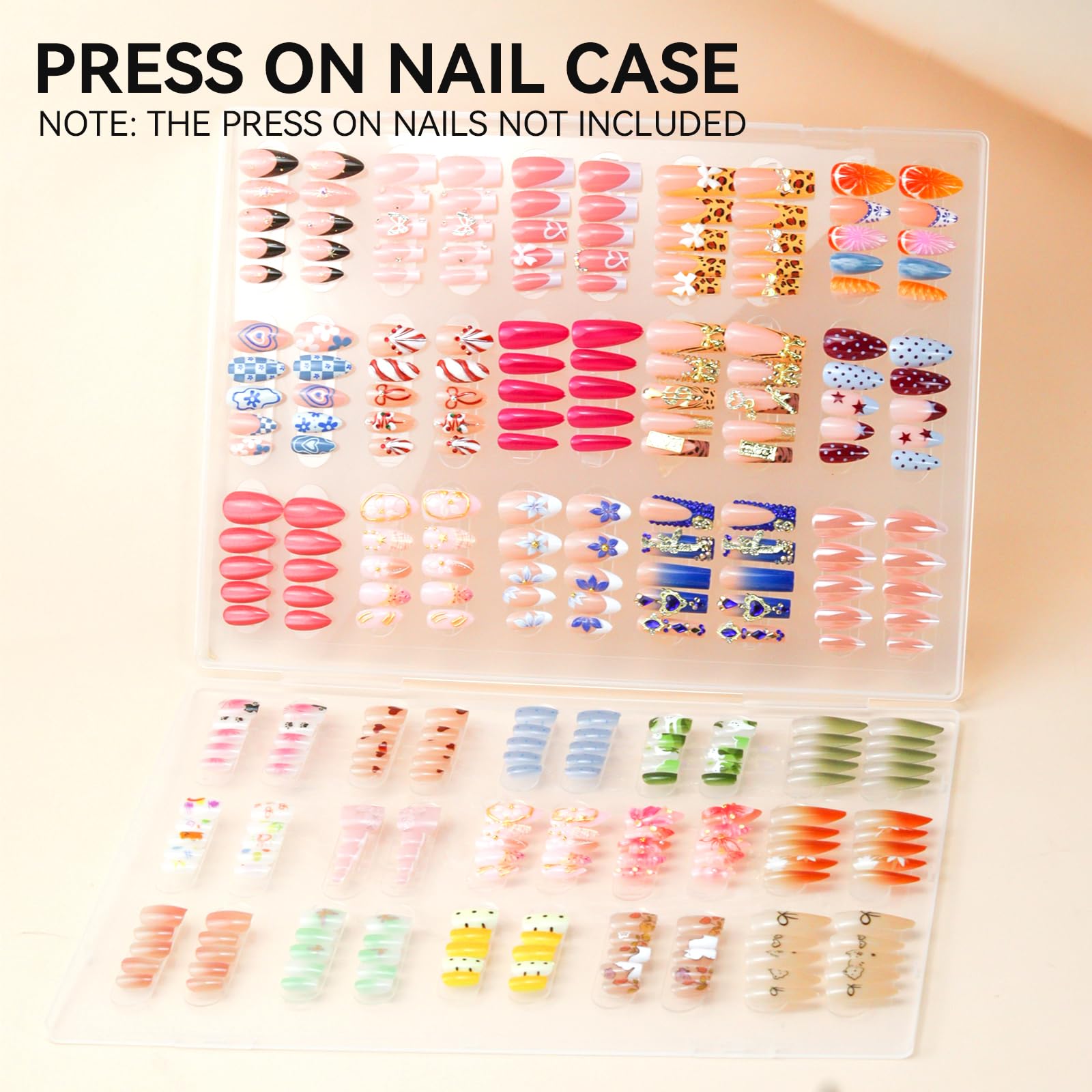ESUOHYM Nails Storage Box with Stand – Clear Display & Organization for Press-On Nails