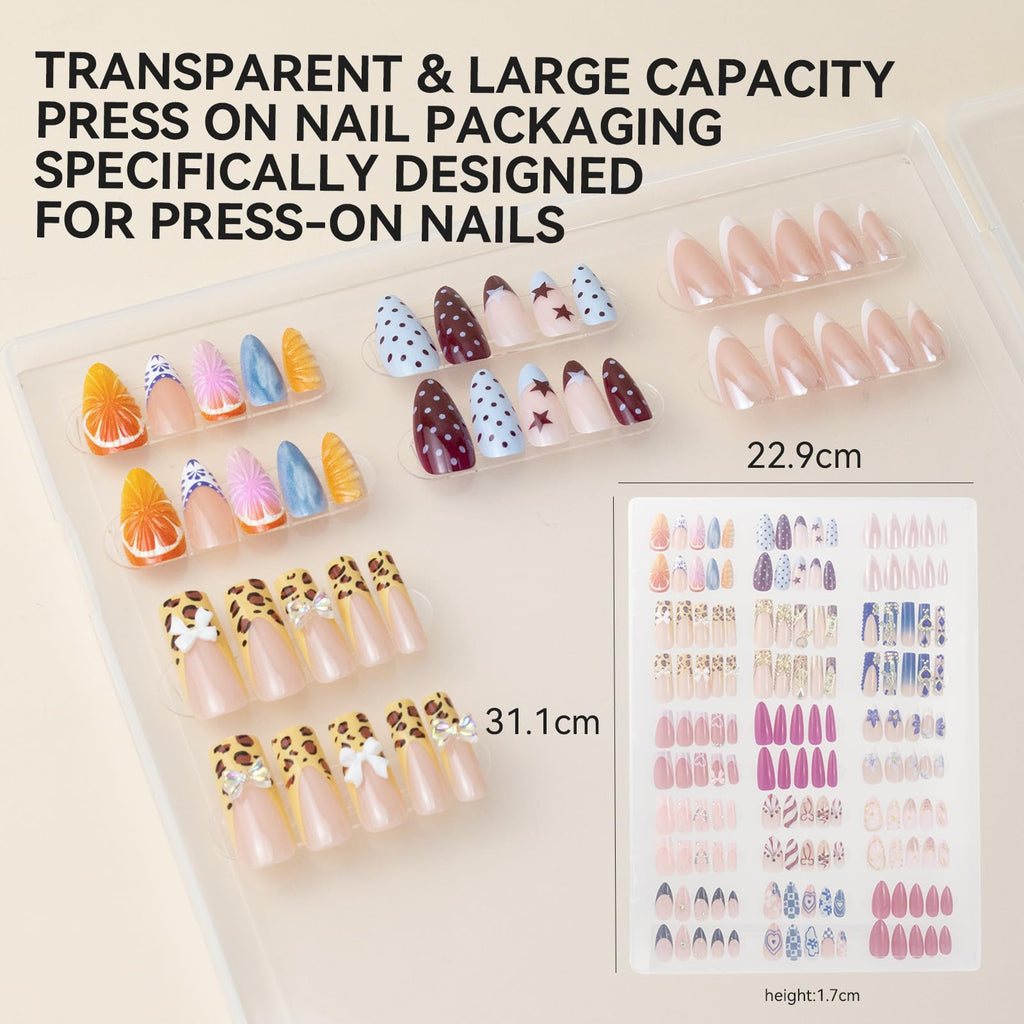 ESUOHYM Nails Storage Box with Stand – Clear Display & Organization for Press-On Nails