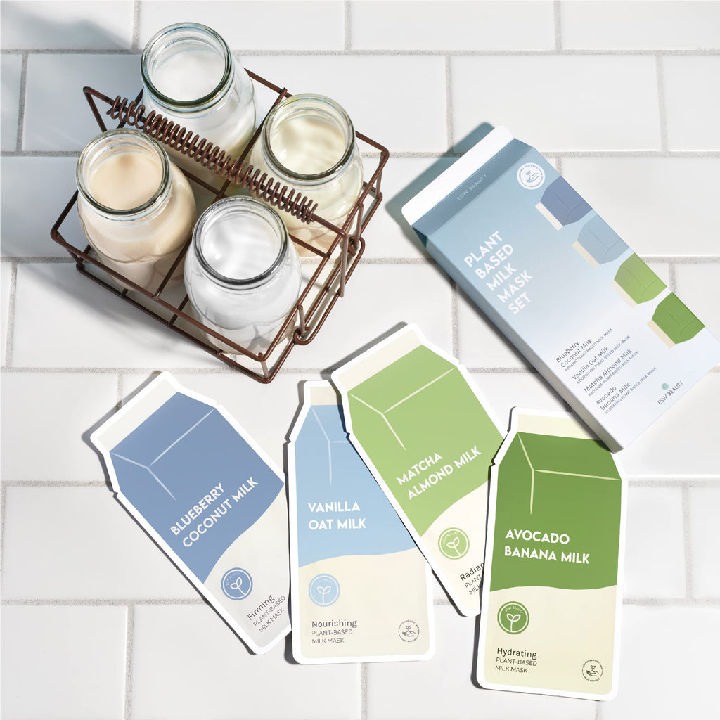 ESW Beauty Plant-Based Milk Face Masks – 8-Pack Hydrating Skincare
