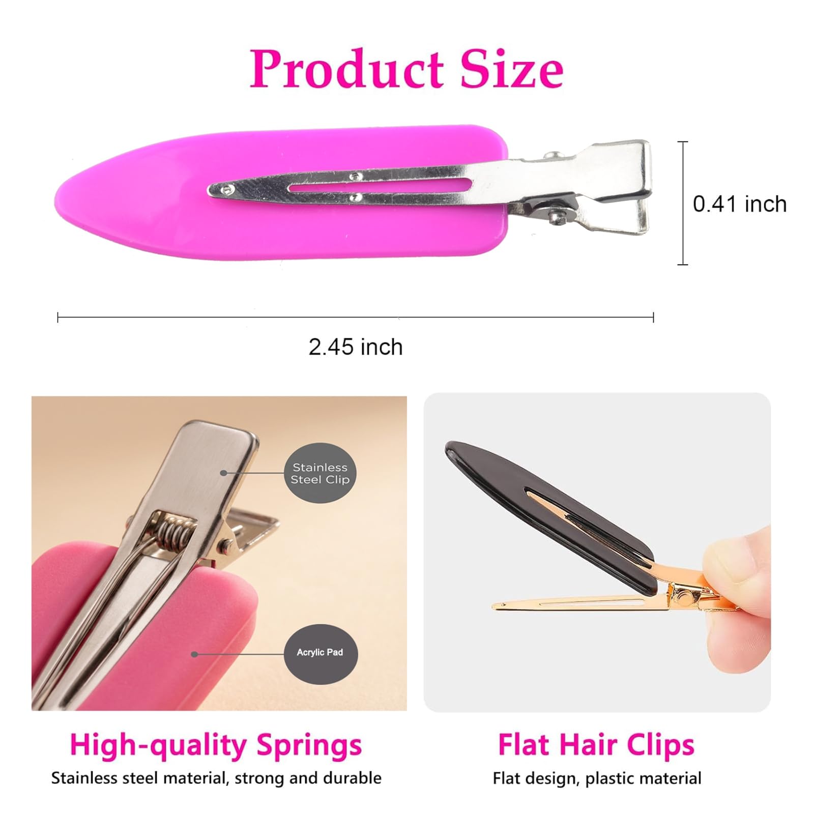 Eswala No Crease Hair Clips – 40Pcs Multicolor Creaseless Clips for Makeup, Bangs & Pin Curls