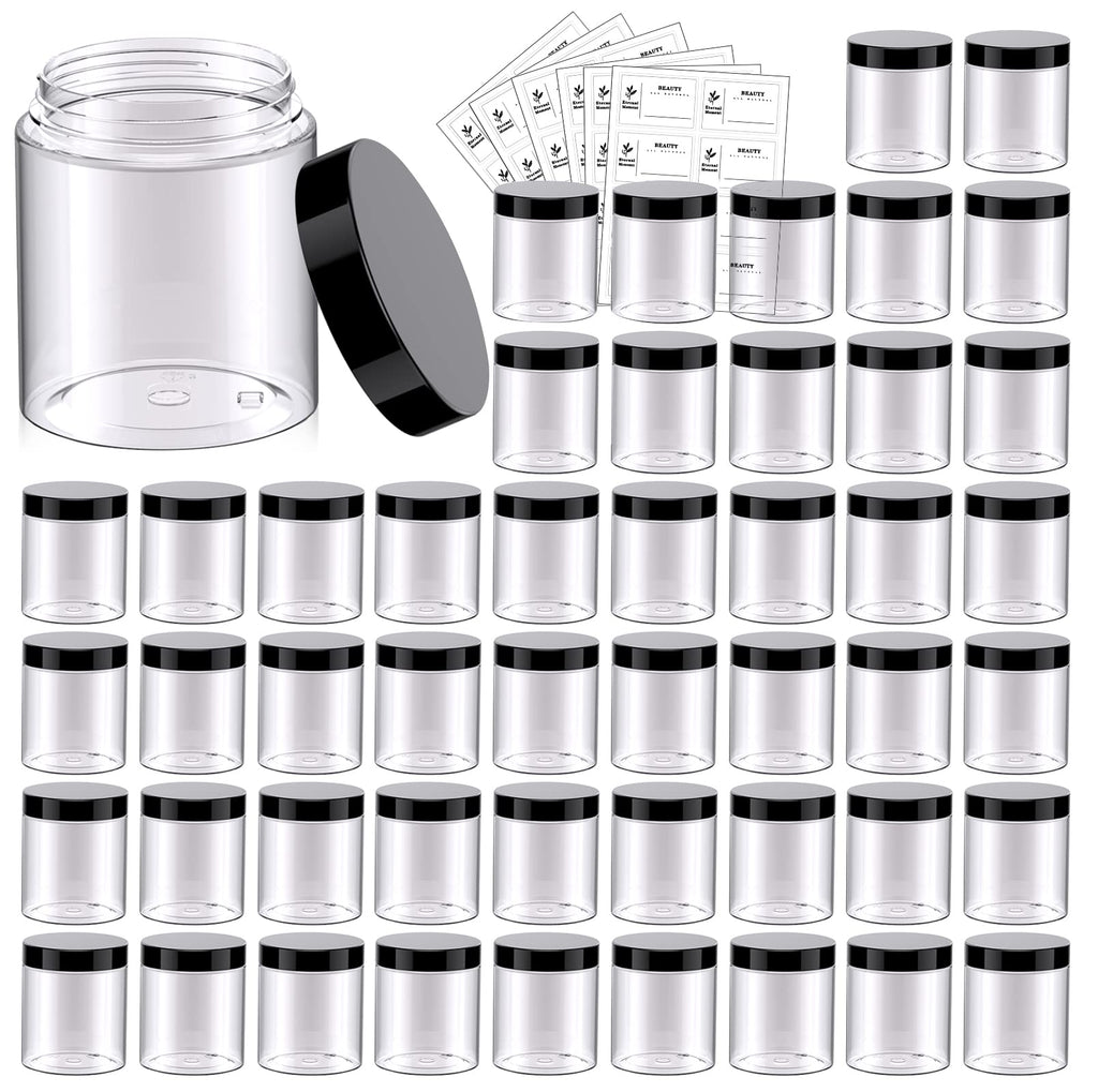Eternal Moment 48 Pack 8oz Clear Jars with Lids – BPA-Free Plastic Cosmetic Containers