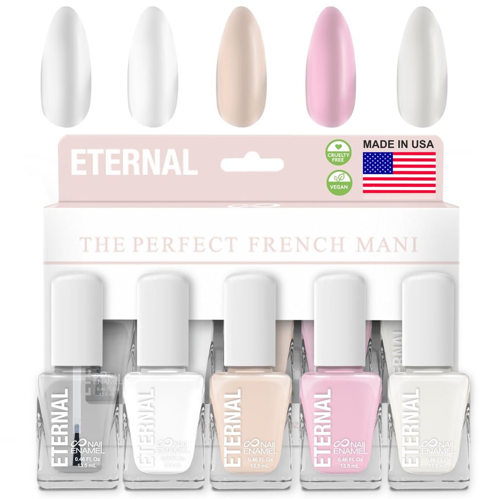 Eternal White Nail Polish Set – OH LA LA (5-Piece), Non-Toxic, Quick-Dry, Made in USA