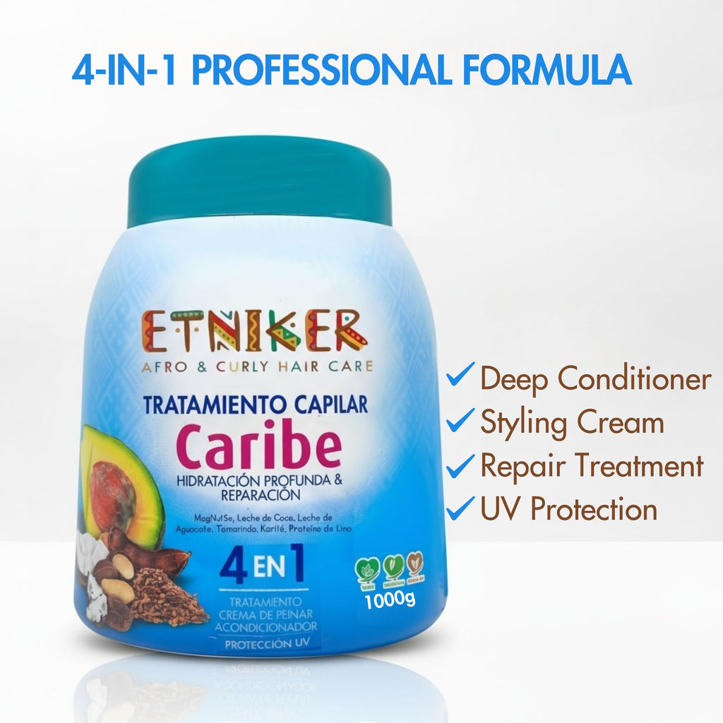 ETNIKER AFRO HAIR CARE Caribe Leave-In Conditioner for Curly Hair | Hydrating Curl Cream & Hair Mask (33 oz)