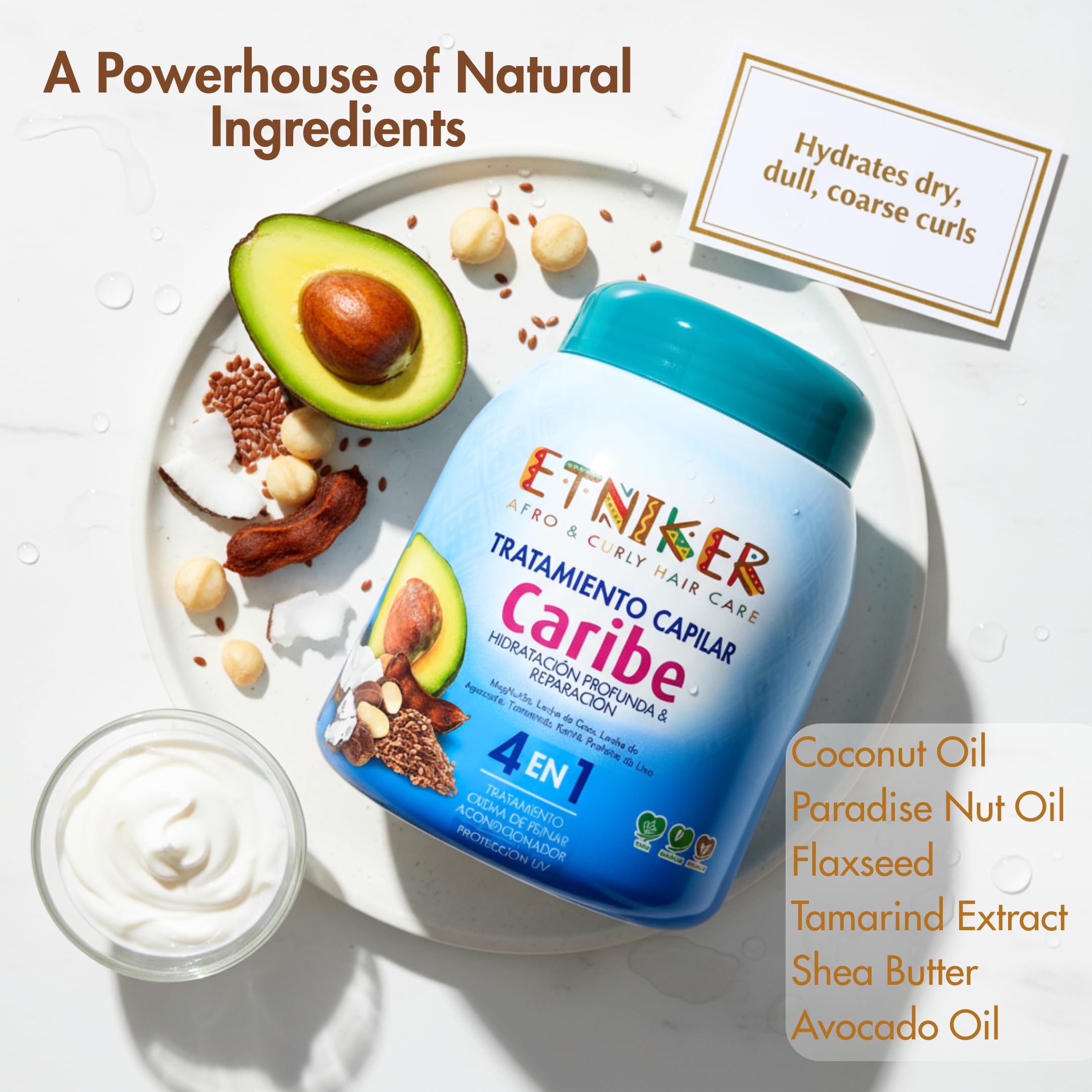 ETNIKER AFRO HAIR CARE Caribe Leave-In Conditioner for Curly Hair | Hydrating Curl Cream & Hair Mask (33 oz)