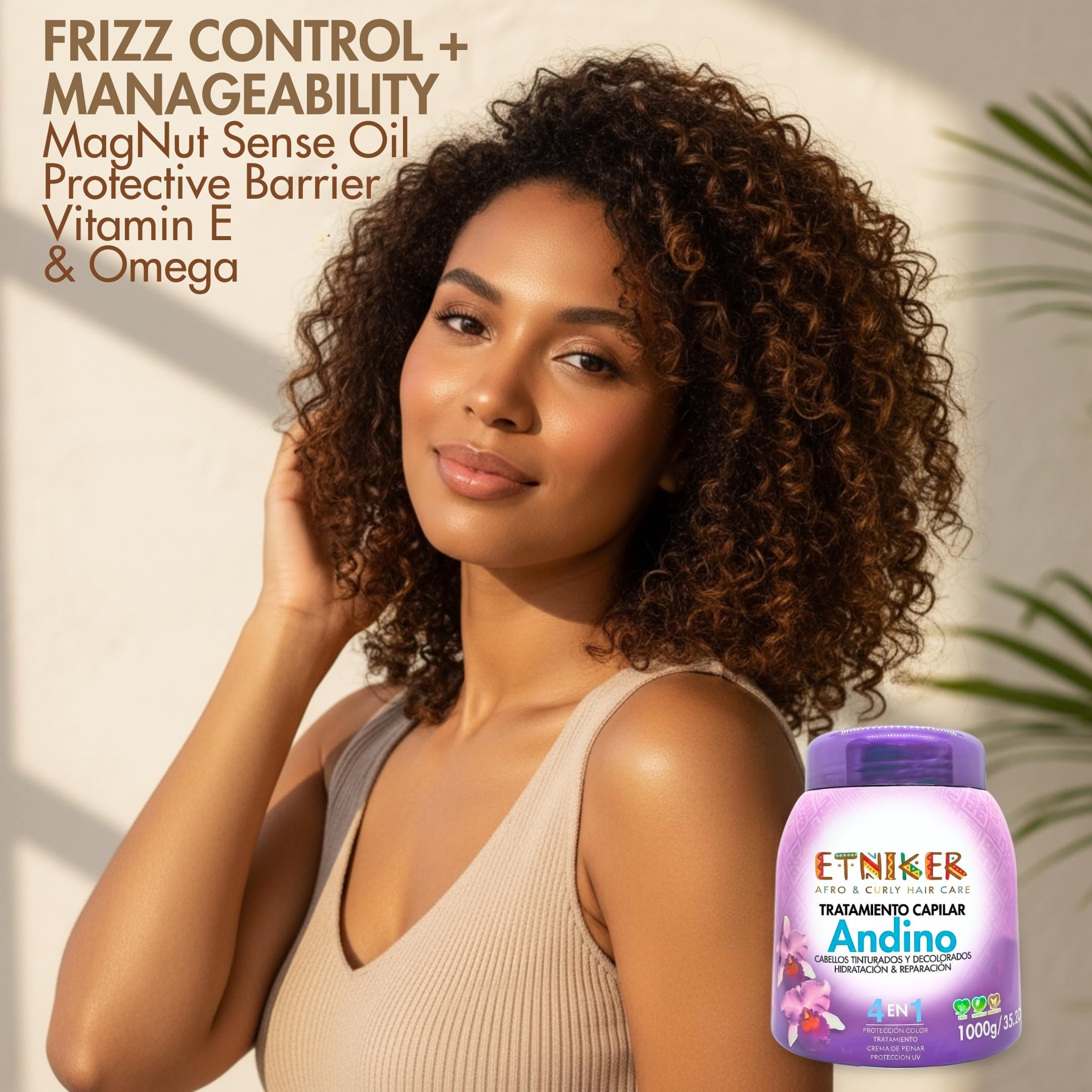 ETNIKER ANDINO Curly Hair Mask & Leave-In Conditioner — Hydrating Cream for Curls, 33 oz