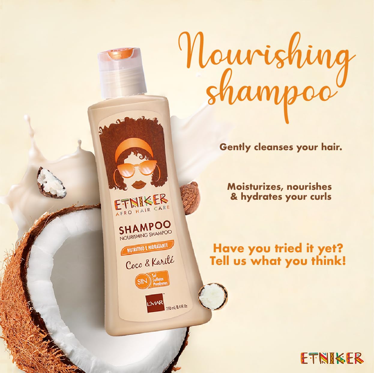 ETNIKER Nourishing Shampoo for Curly & Wavy Hair — Hydration, Softness, Frizz Control