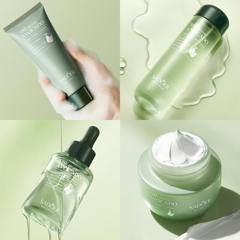 Etuanxi Avocado Skincare Set – 6-Piece Gift Kit (Cleanser, Serum, Moisturizer)