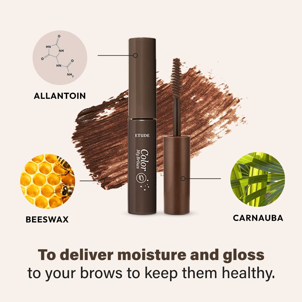 ETUDE Color My Brows Brow Mascara – 3D Natural Color, Moisturizing Brow Care, Light Brown