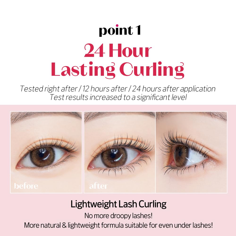 ETUDE Curl Fix Mascara Mini – 24h Waterproof Curl, Strong Lift, Vegan Certified, Black 0.14 fl oz