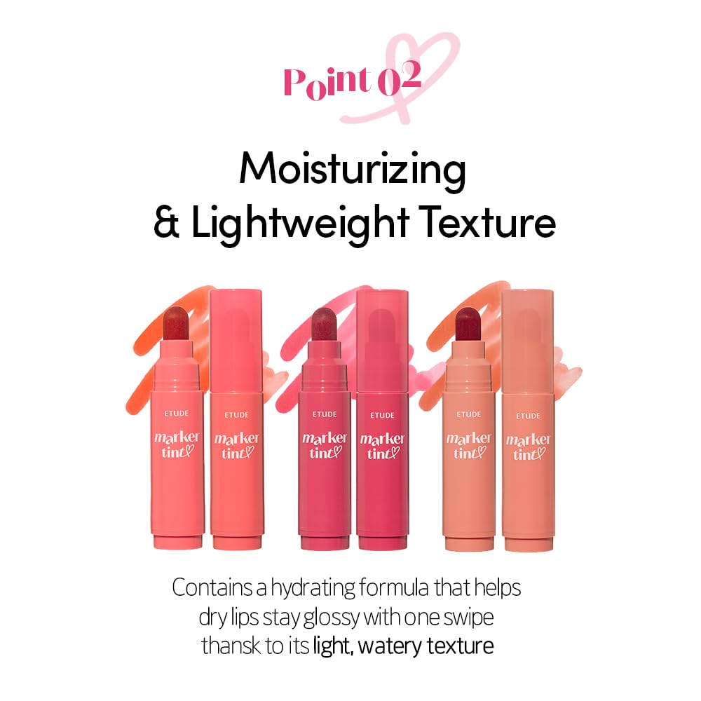 ETUDE Dear Darling Marker Tint 2 Plum – Hydrating, Long-Lasting Lip Marker Tint
