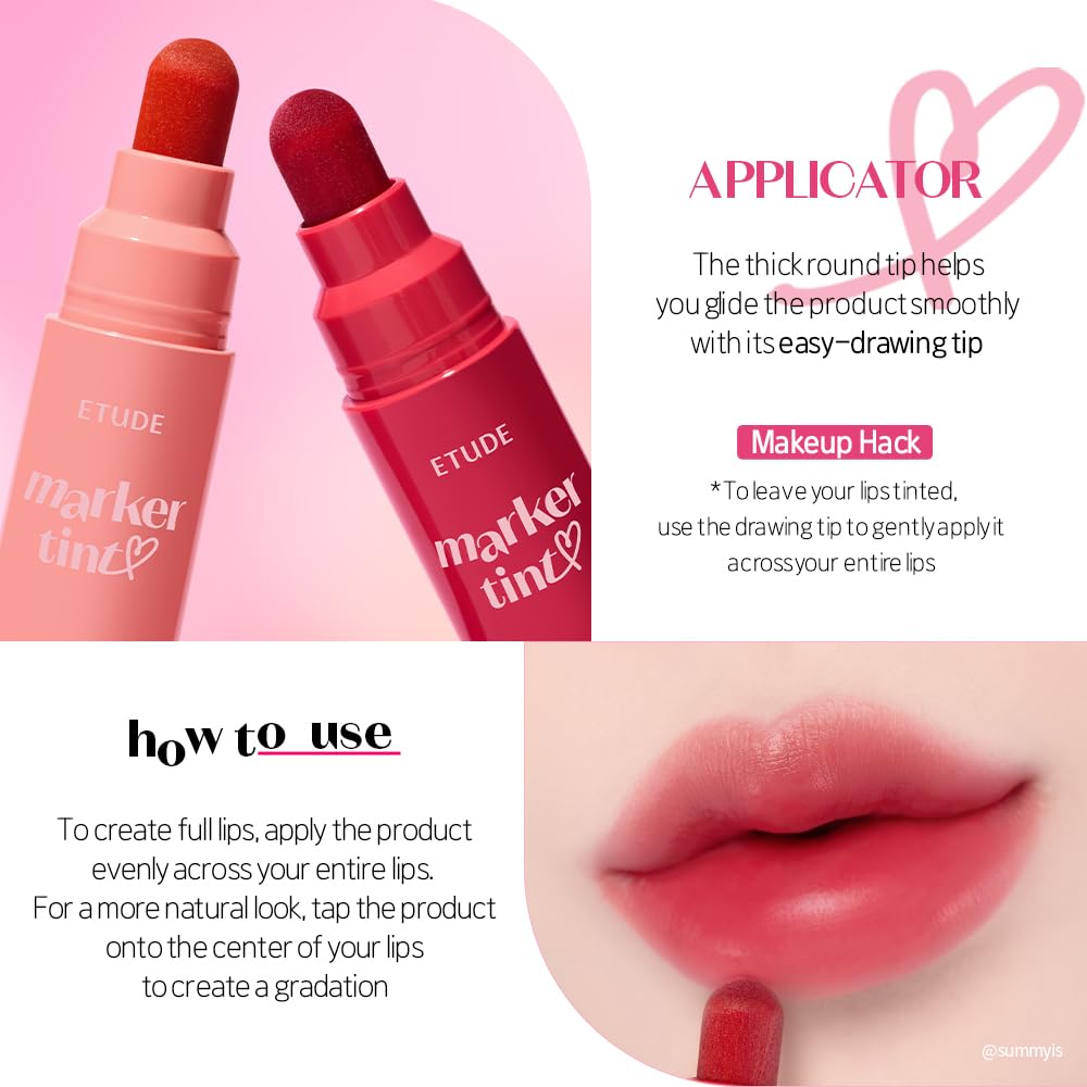 ETUDE Dear Darling Marker Tint 2 Plum – Hydrating, Long-Lasting Lip Marker Tint