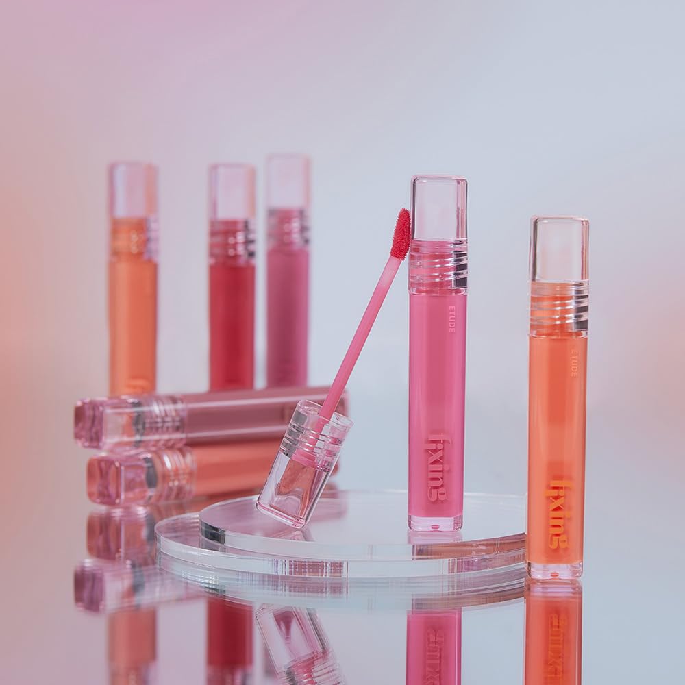 ETUDE Glow Fixing Tint #4 Chilling Red – Non-Sticky Glossy Lip Stain with Comfortable Moisture