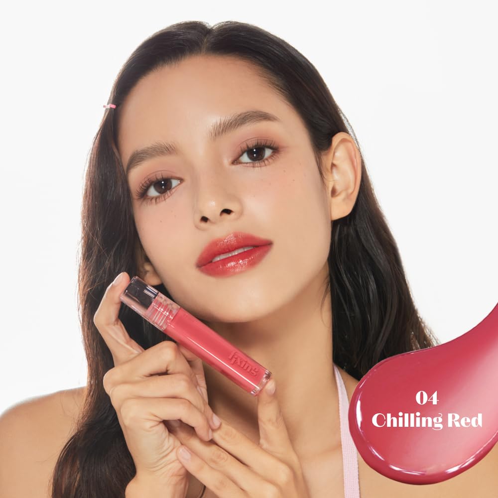 ETUDE Glow Fixing Tint #4 Chilling Red – Non-Sticky Glossy Lip Stain with Comfortable Moisture
