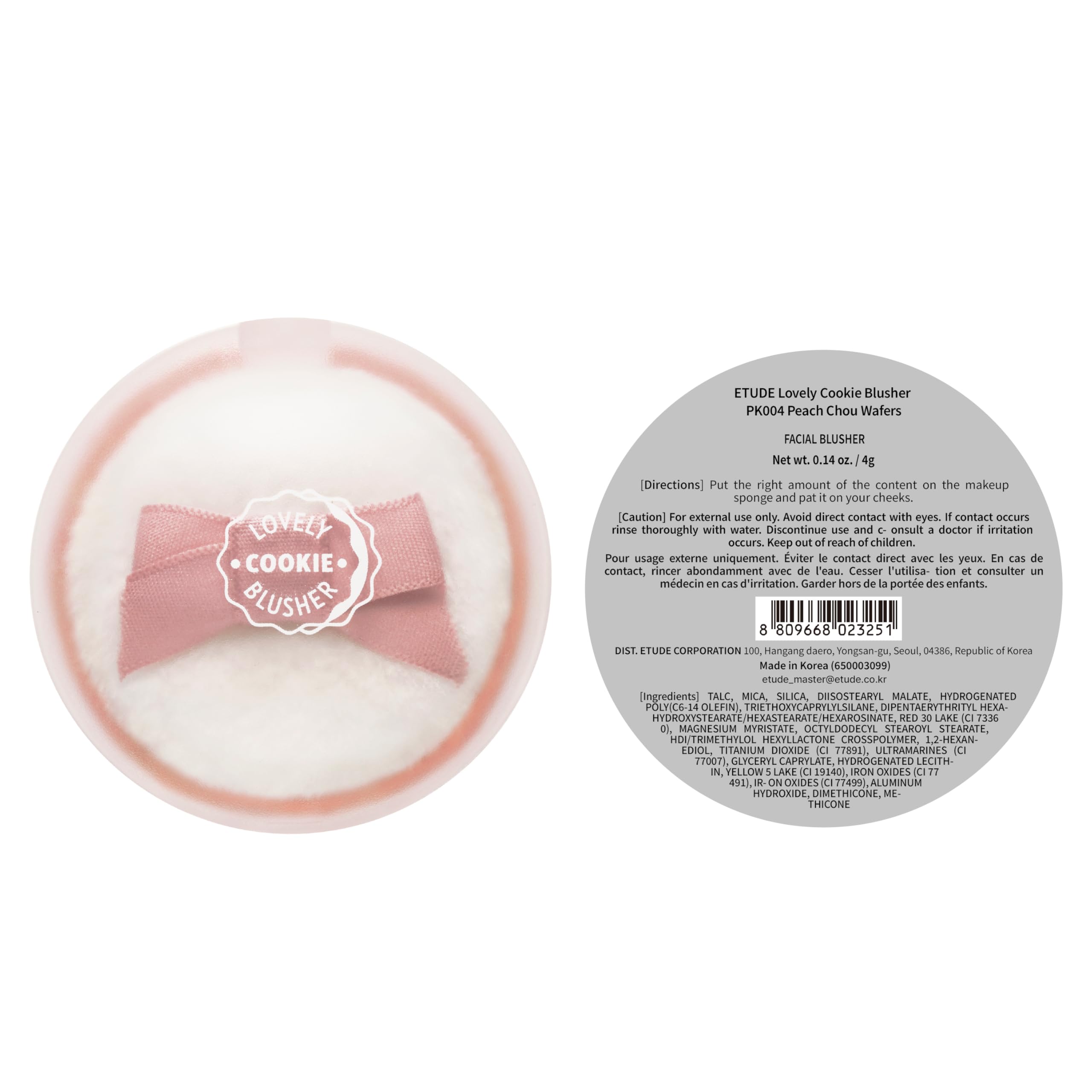ETUDE Lovely Cookie Blusher - Peach Choux Wafers 4g | Glowing, Long-Lasting, Easy Application | Korean Makeup, K-Beauty
