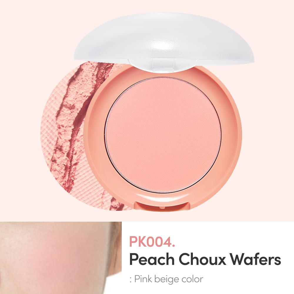 ETUDE Lovely Cookie Blusher - Peach Choux Wafers 4g | Glowing, Long-Lasting, Easy Application | Korean Makeup, K-Beauty
