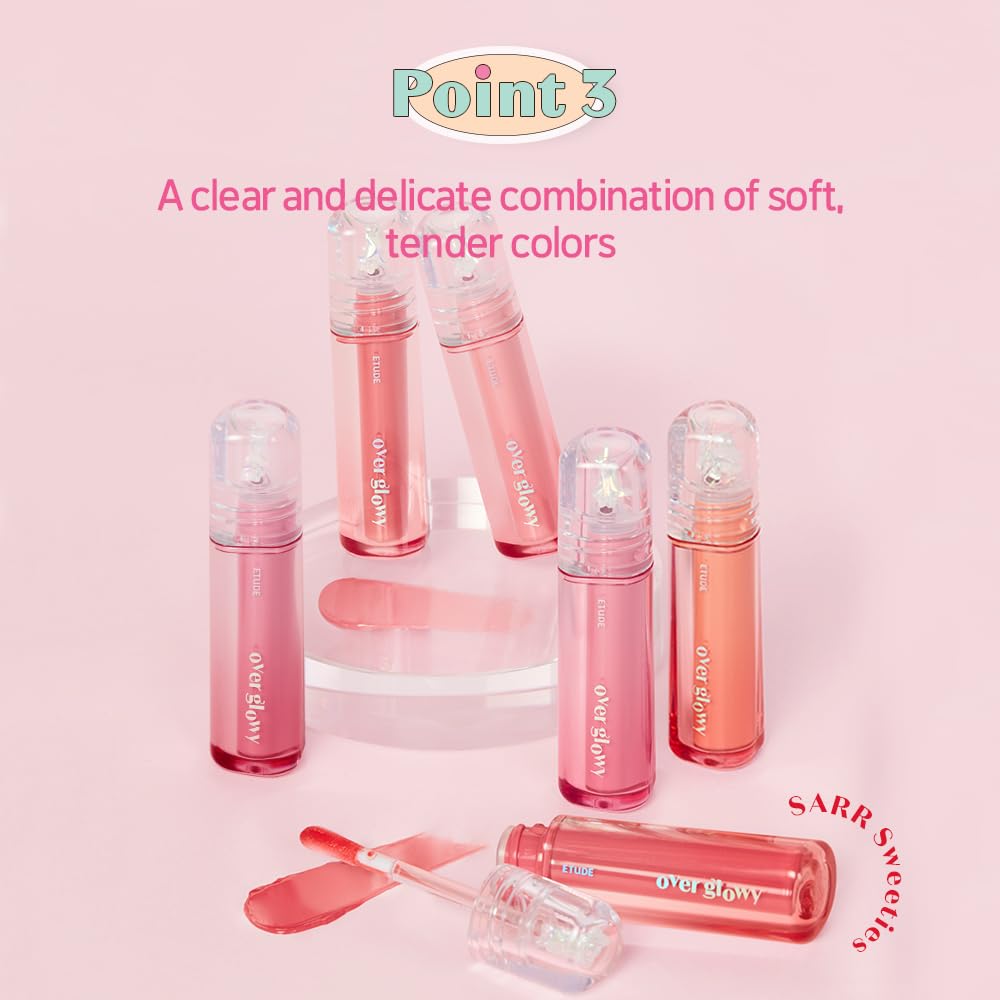 ETUDE Over Glowy Lip Gloss #6 Tarō Berry | Non-Sticky Vegan Lip Tint | Moisturized & Long-Lasting Shine | K-Beauty