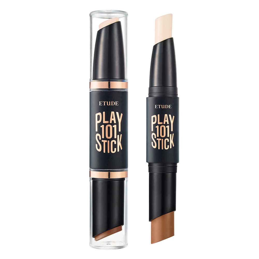 ETUDE Play 101 Stick Contour Duo – Creamy Shading & Highlighter for Easy Contouring