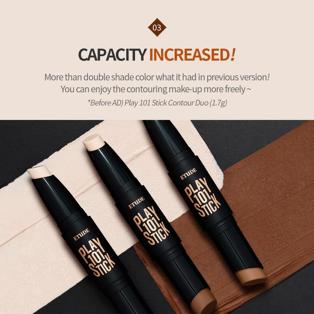 ETUDE Play 101 Stick Contour Duo – Creamy Shading & Highlighter for Easy Contouring