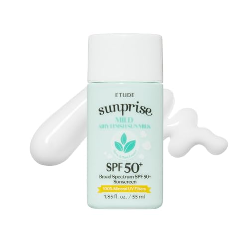 ETUDE Sunprise Sunscreen Mild Sun Milk SPF 50+ PA++++ | 100% Mineral, Sebum-Free, Non-Sticky Protection