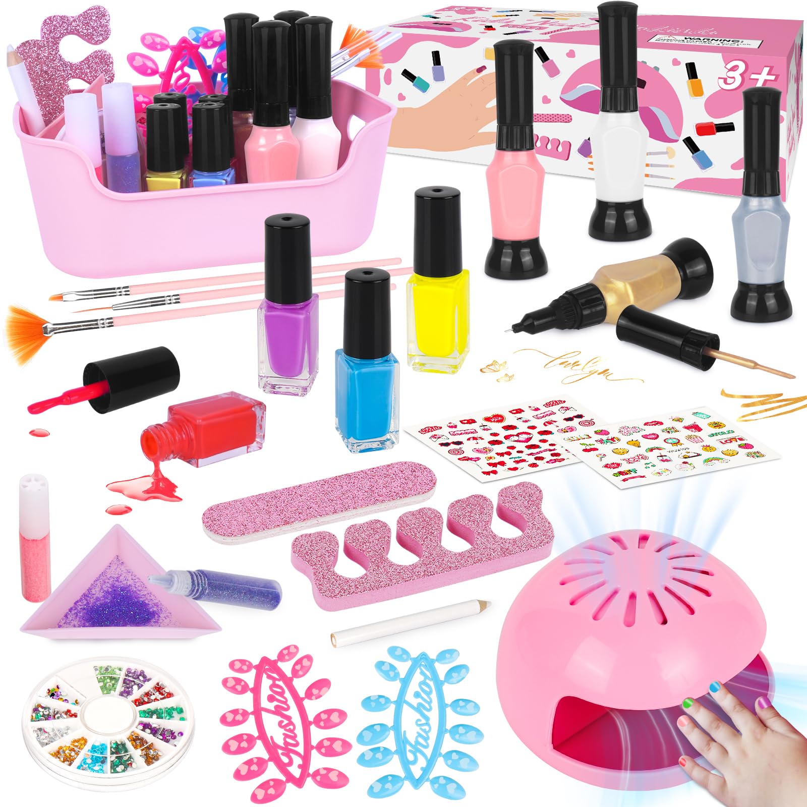 EULRGAUS Kids Nail Polish Set – 27-Piece Nail Art Kit with Dryer for Girls 8–12