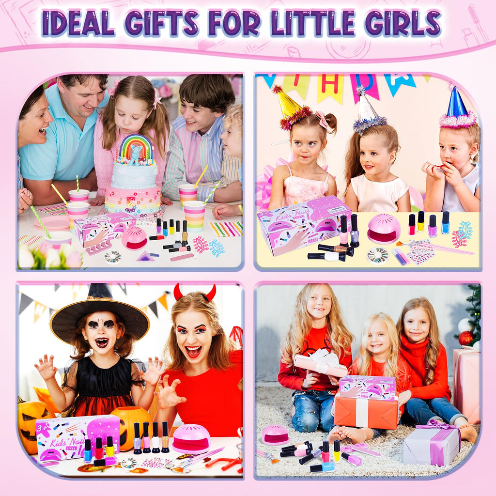 EULRGAUS Kids Nail Polish Set – 27-Piece Nail Art Kit with Dryer for Girls 8–12