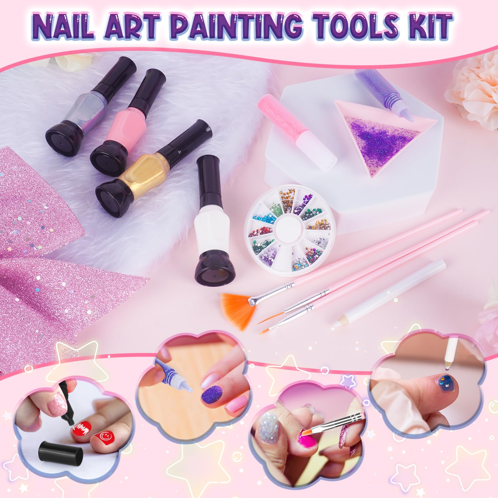EULRGAUS Kids Nail Polish Set – 27-Piece Nail Art Kit with Dryer for Girls 8–12