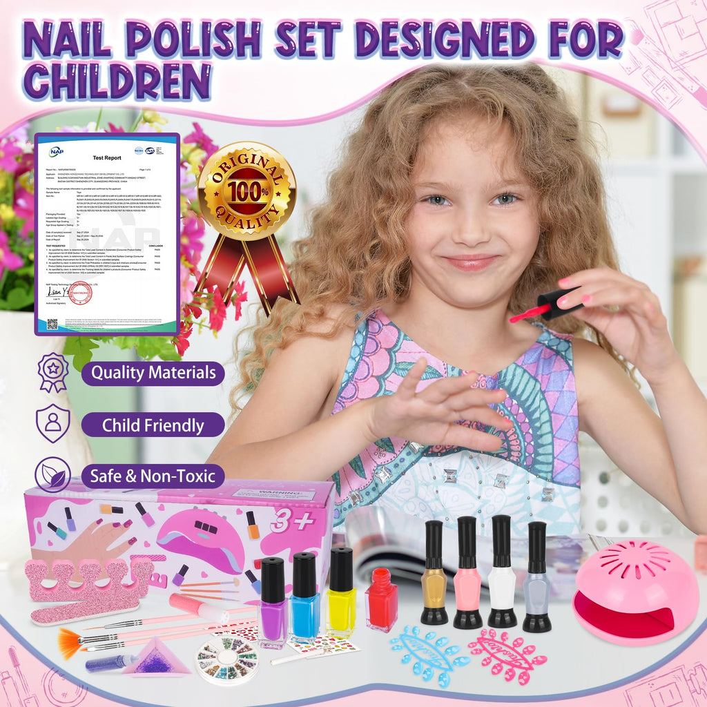 EULRGAUS Kids Nail Polish Set – 27-Piece Nail Art Kit with Dryer for Girls 8–12