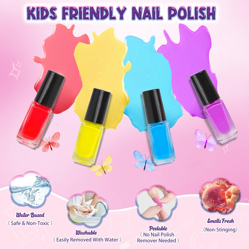 EULRGAUS Kids Nail Polish Set – 27-Piece Nail Art Kit with Dryer for Girls 8–12
