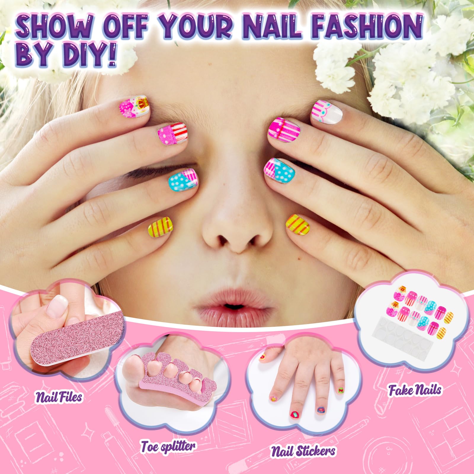 EULRGAUS Kids Nail Polish Set – 14-Piece Nail Art Kit with Dryer | Non-Toxic for Girls 6–12