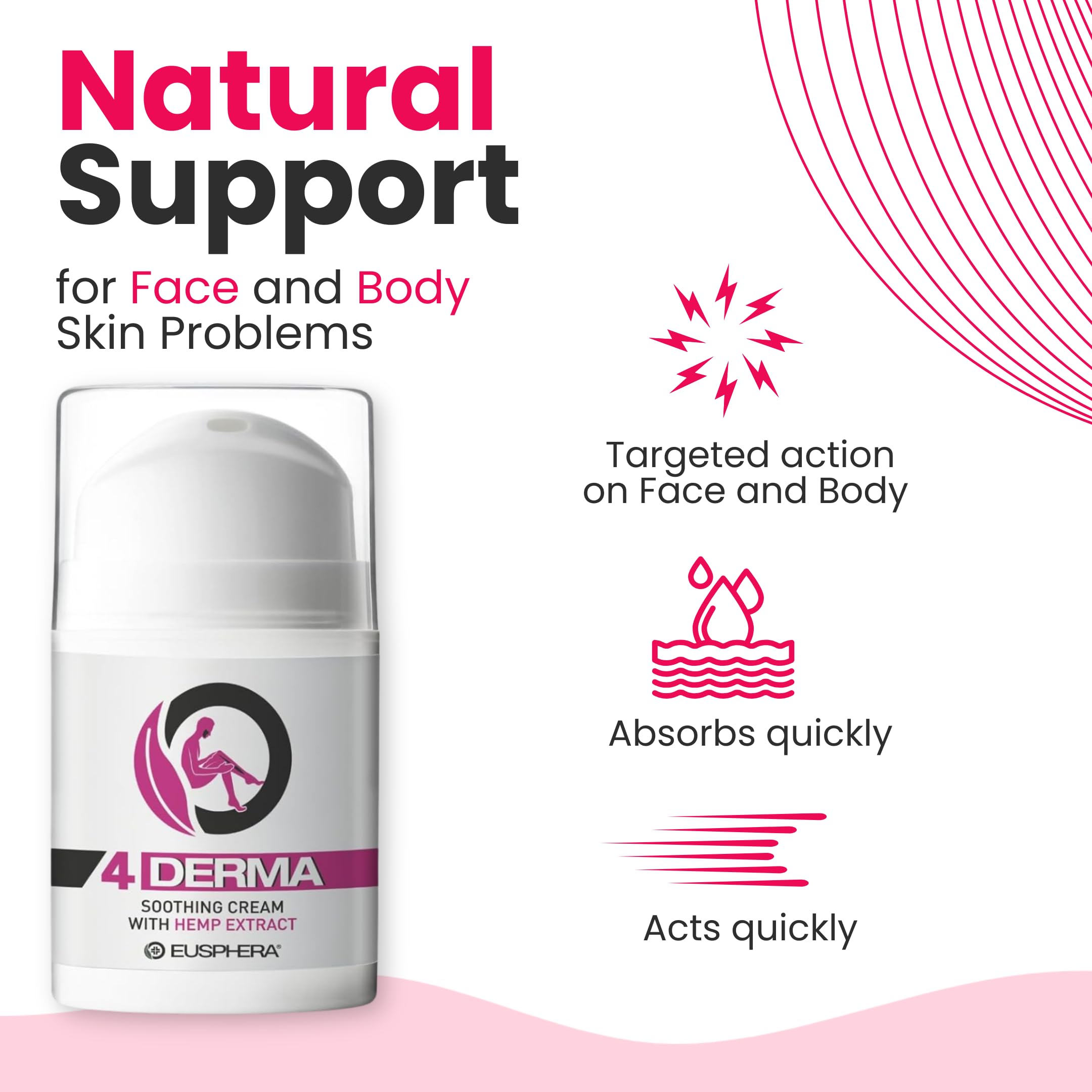 EUSPHERA 4DERMA Soothing Cream for Eczema – Hemp Extract, 1.7 oz